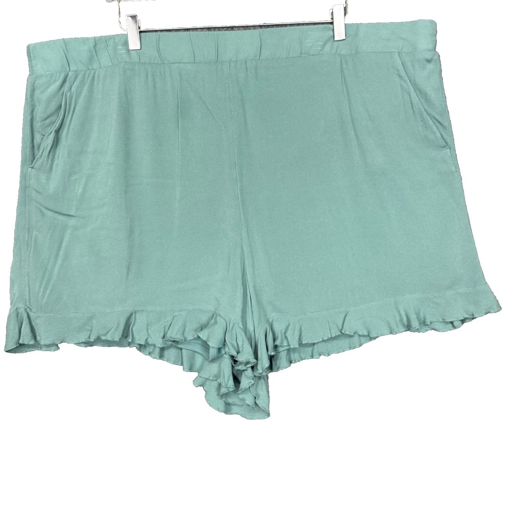 Torrid Shorts Womens 4XL Mint Green Ruffle Trim Plus Rayon Lined Pockets Stretch